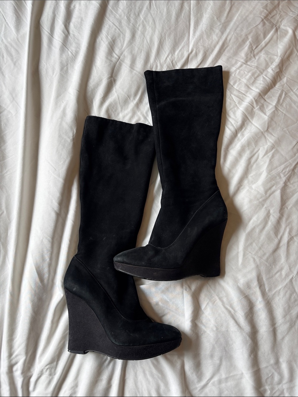 Jessica Simpson Black Suede Wedge Knee-High Boots